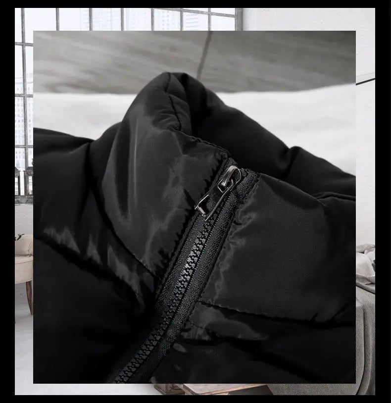 Men White Slim Vest Jacket Stand Collar Puffer Waistcoat