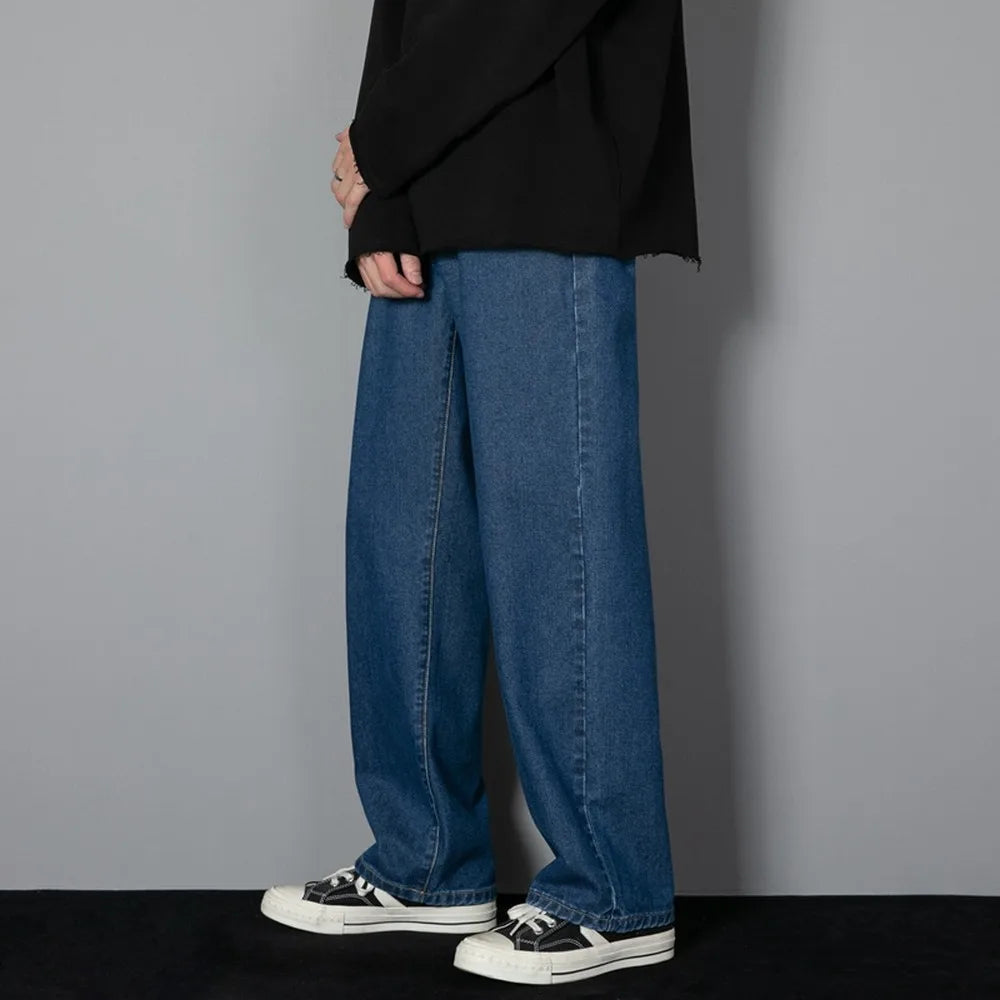 Men's Korean Straight Denim Wide-Leg Jeans