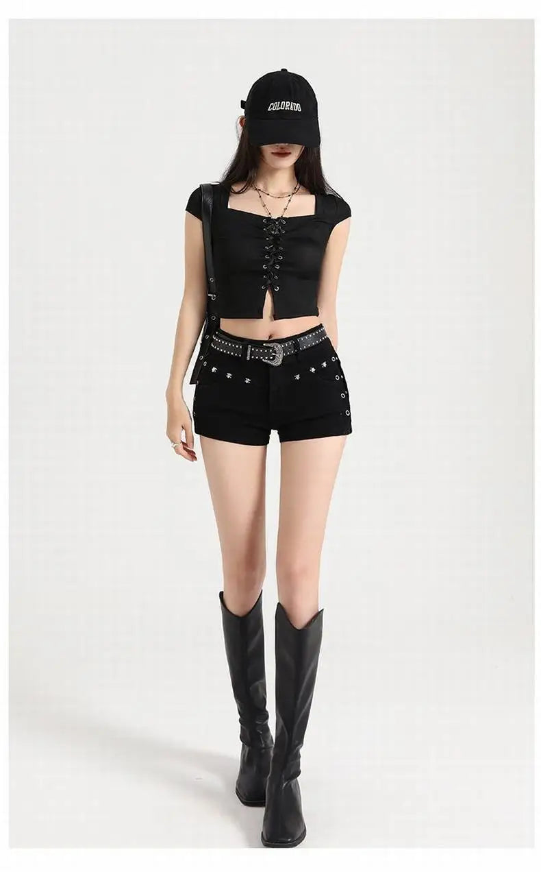 Y2K Low Waist Mini Denim Shorts – Women