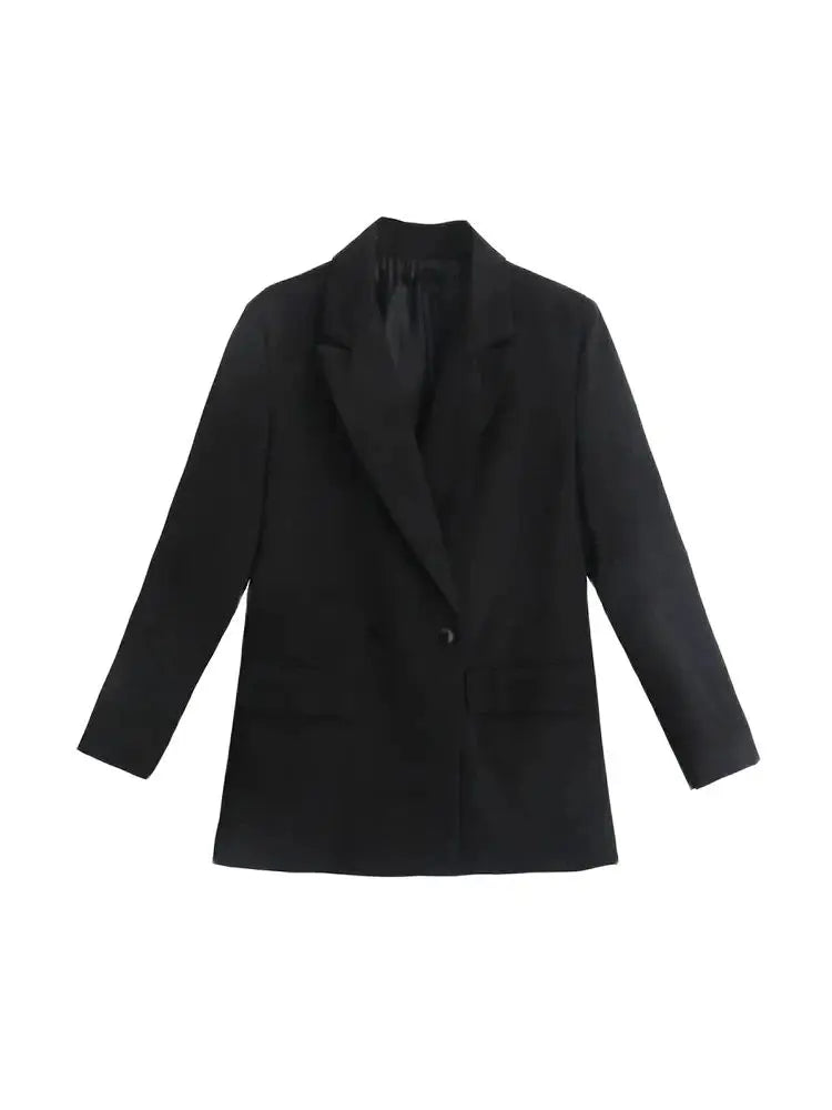 TRZA Women’s Elegant Blazer Coat – Double Breasted Loose Fit