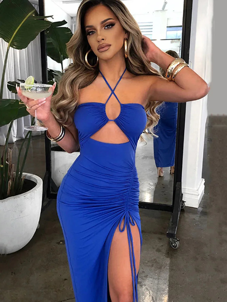 Sleeveless Sexy Midi Backless Slim Club Party Dress