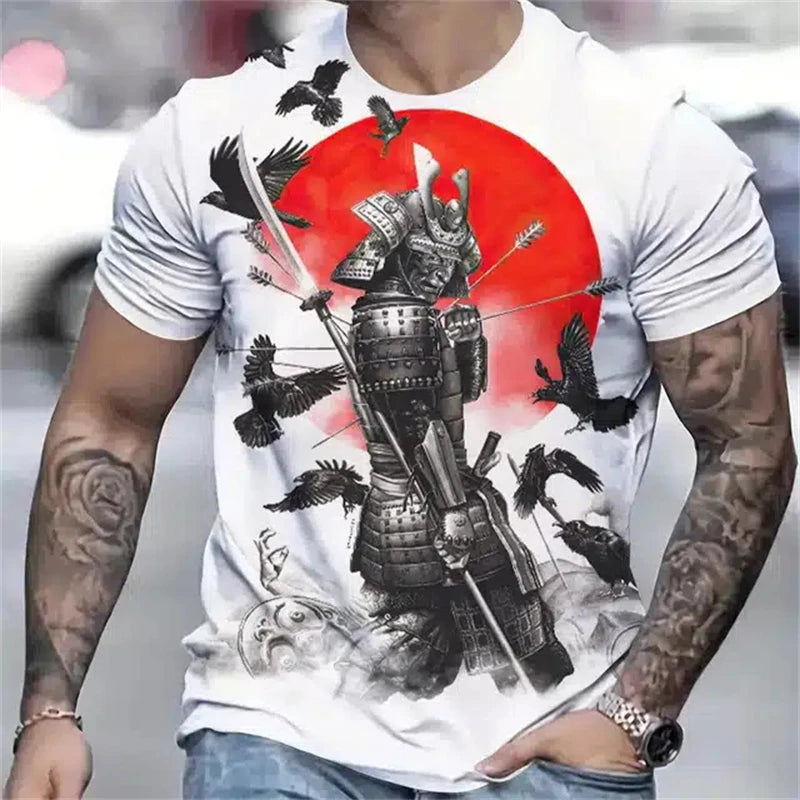 J3D Samurai Graphic Tee - Men’s Summer Street Harajuku T-Shirt
