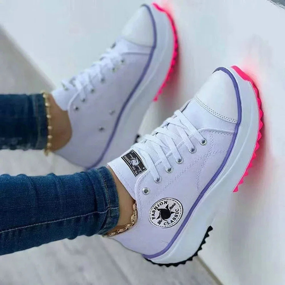 Stylish women’s canvas sneakers, comfortable casual flat lace-up shoes