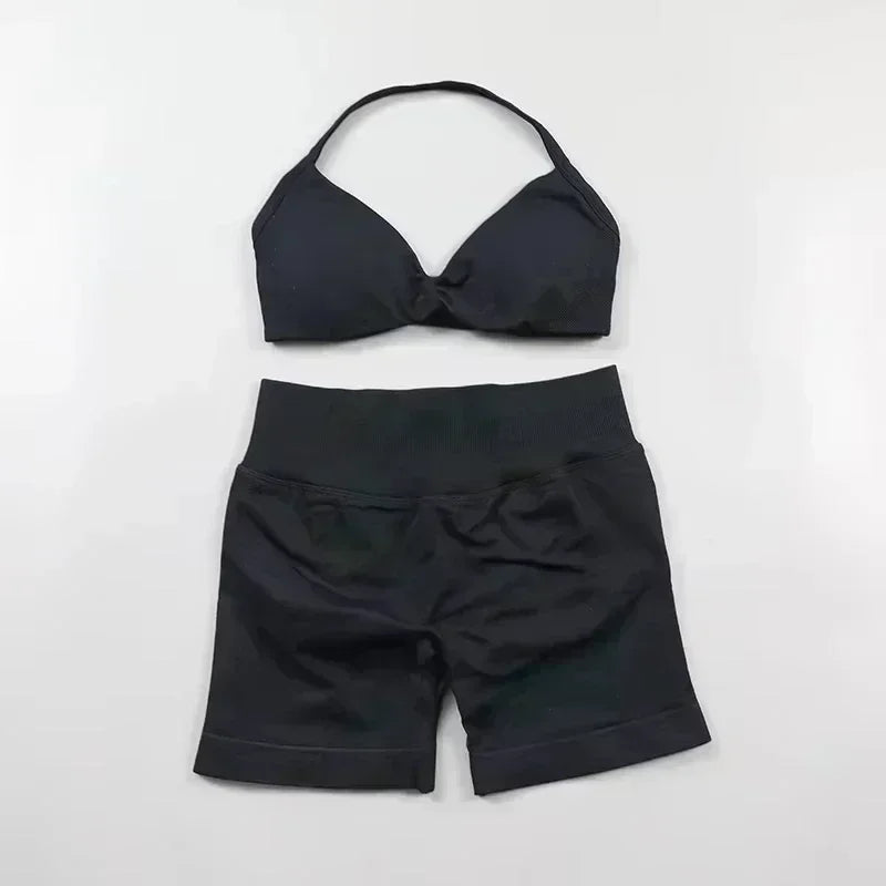 2PCS Women's Yoga Set – Bra & High Waist Shorts