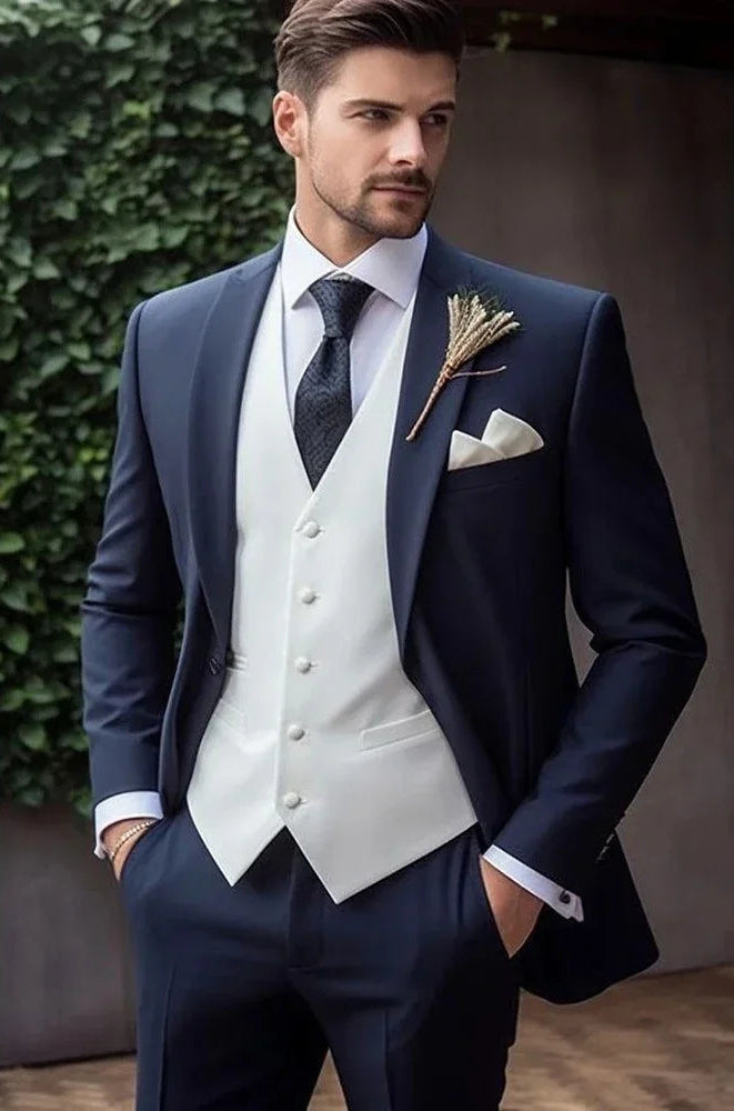 Italian Men's 3-Piece Slim Fit Wedding Suit – Elegant Tuxedo Set