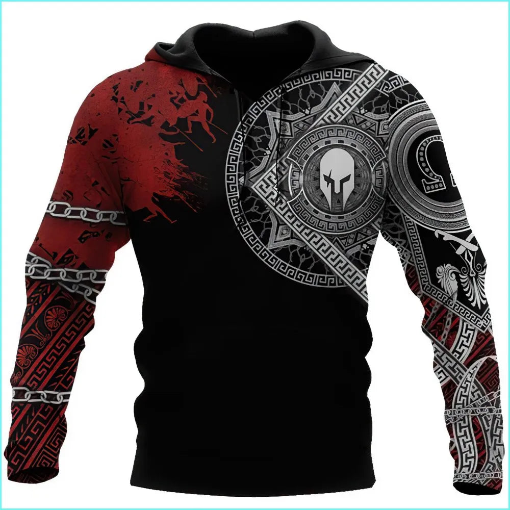 Men's 3D Wolf & Dragon Tattoo Hoodie  Retro Vintage Unisex Sweatshirt