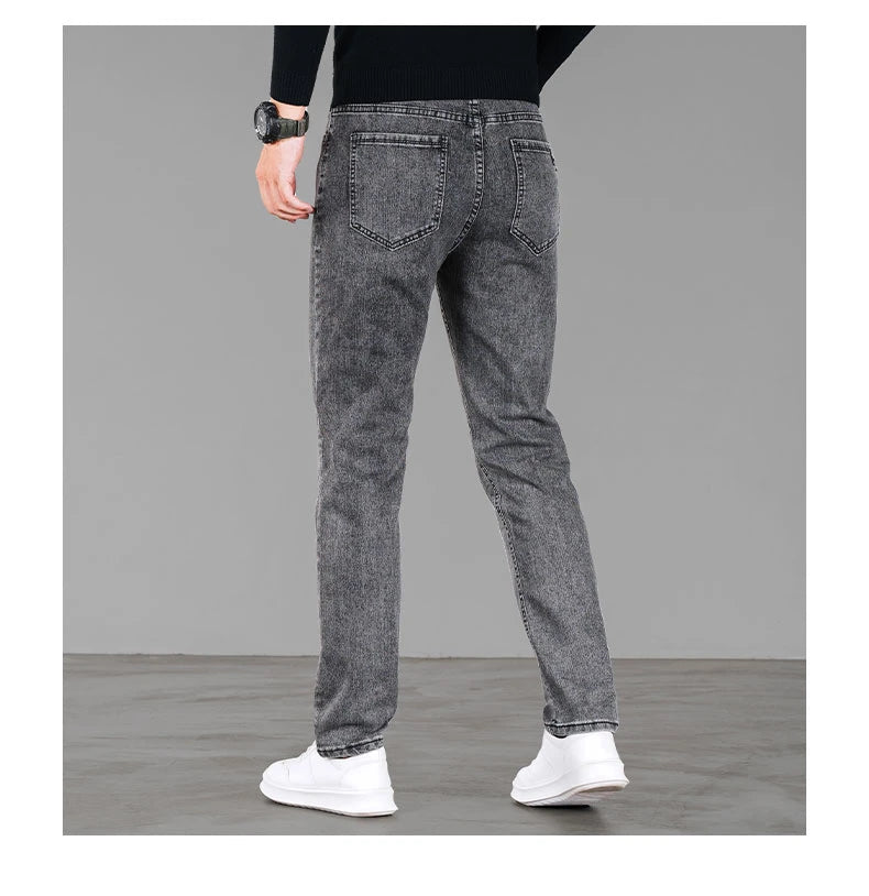 en’s winter fleece jeans, warm, loose straight fit casual and versatile