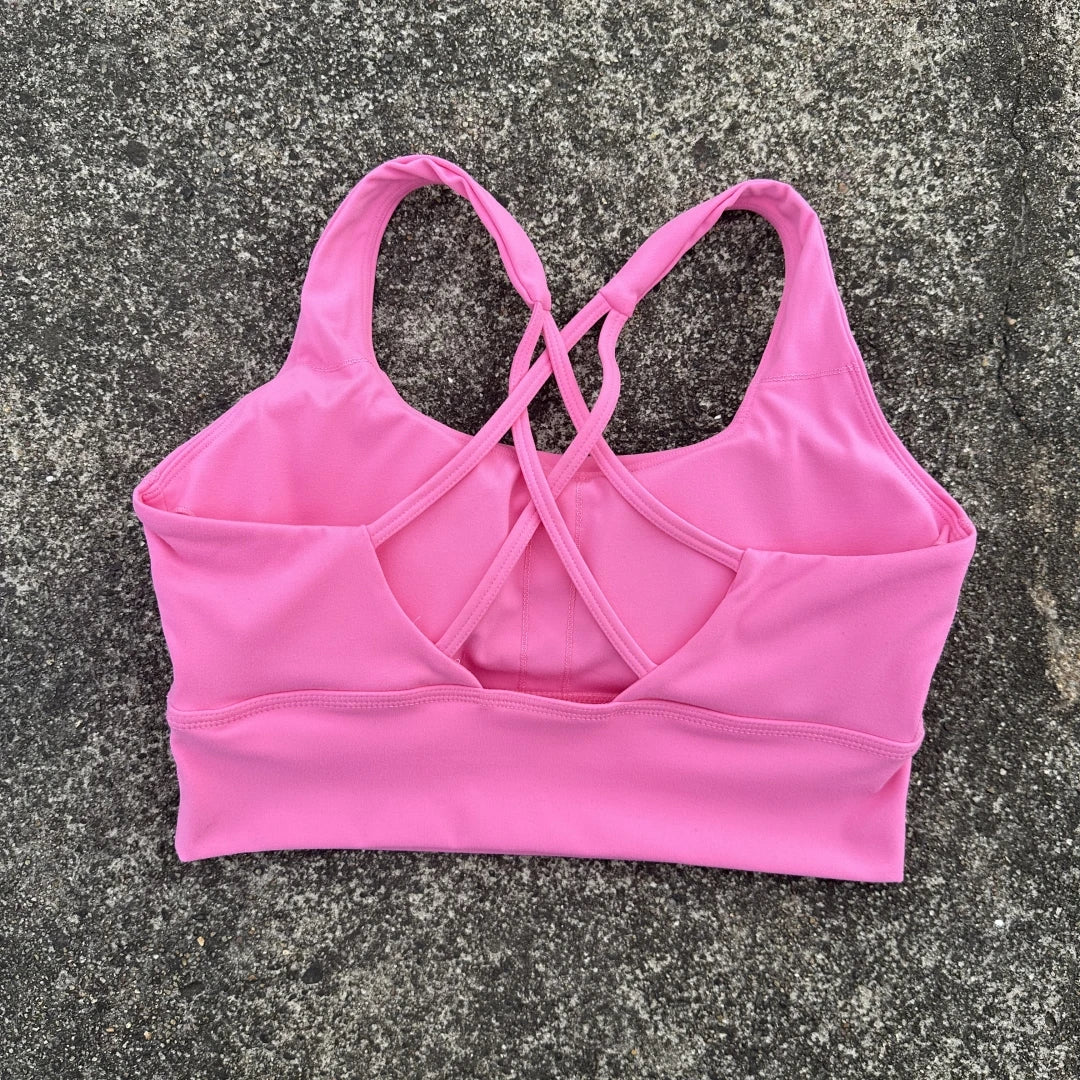 Soft solid yoga bra, shockproof, cross-back fitness top