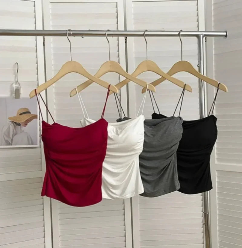 Women's Korean Summer Halter Tank Top with Built-In Bra