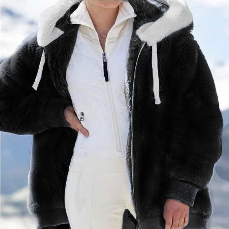 Women Winter Hoodie Zipper Cardigan Coat Warm Casual