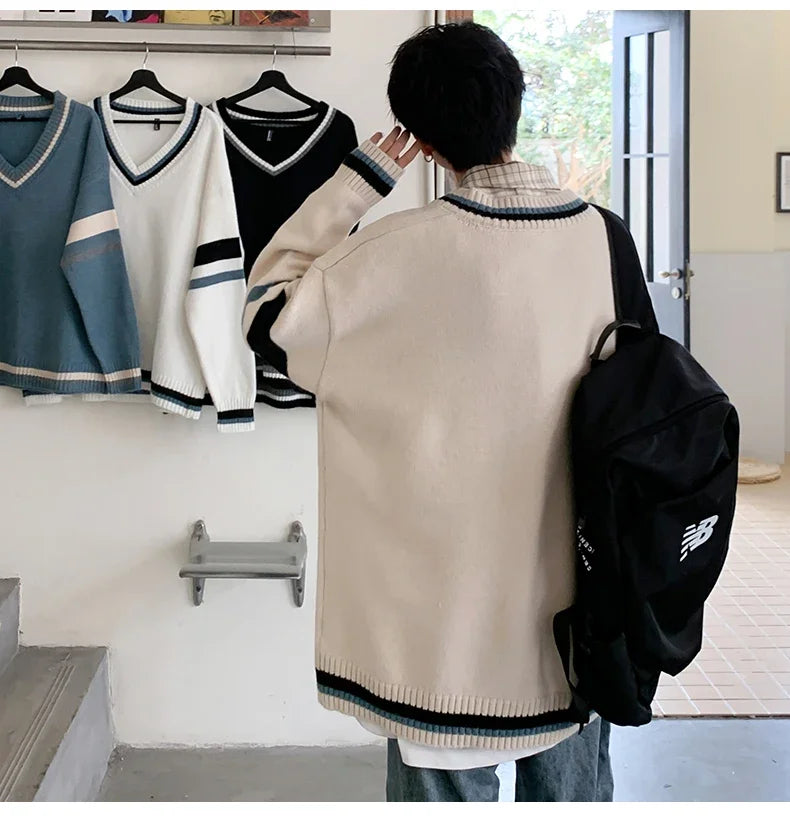 Men's, Korean V-neck Sweater Casual Autumn Winter Comfortable