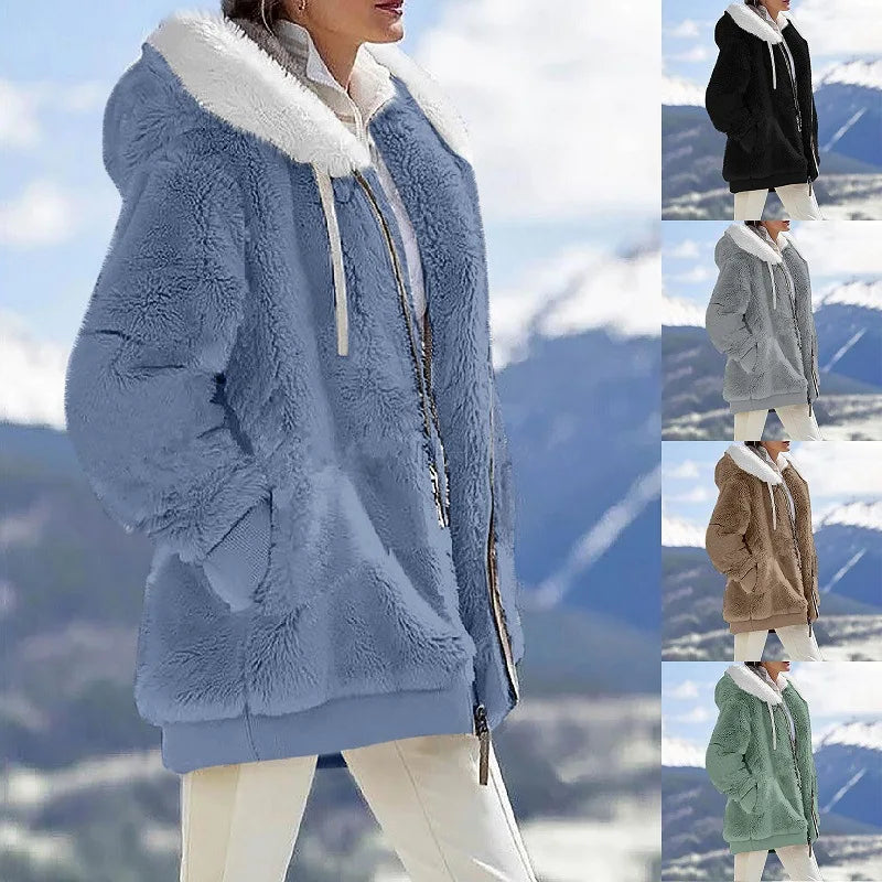 Women's Winter Hooded Fleece Coat