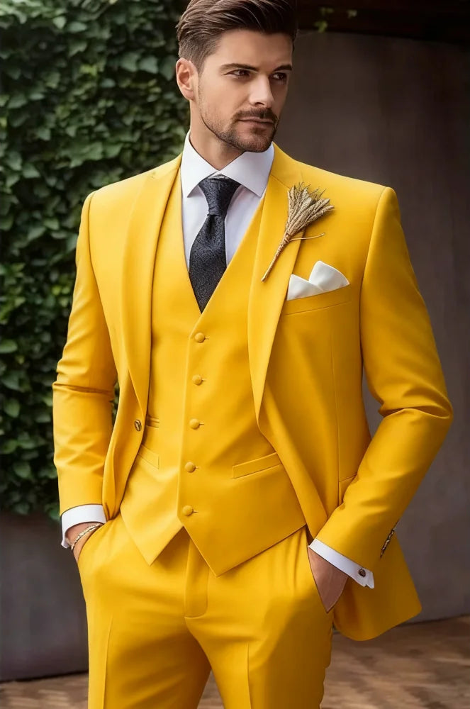 Italian Men's 3-Piece Slim Fit Wedding Suit – Elegant Tuxedo Set