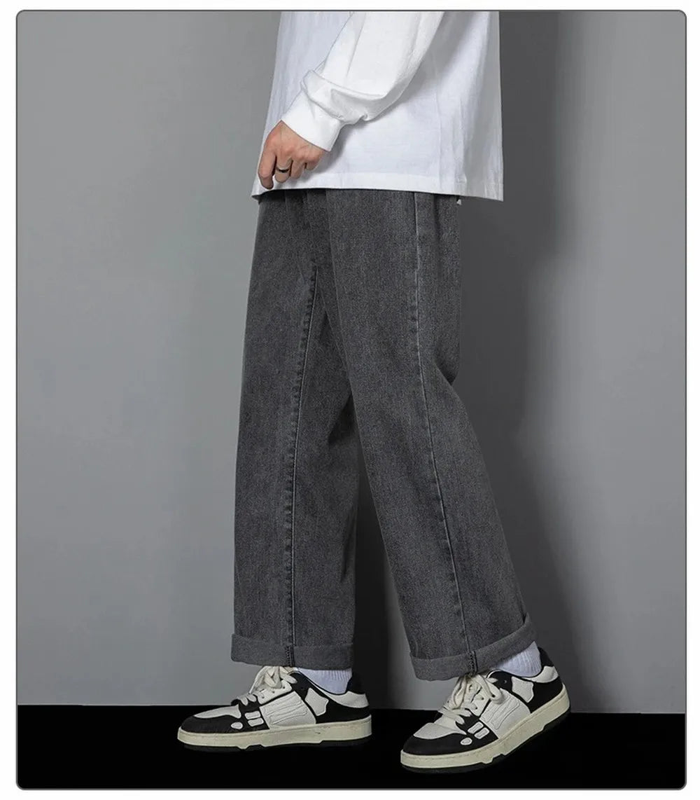 Men's Korean Straight Denim Wide-Leg Jeans