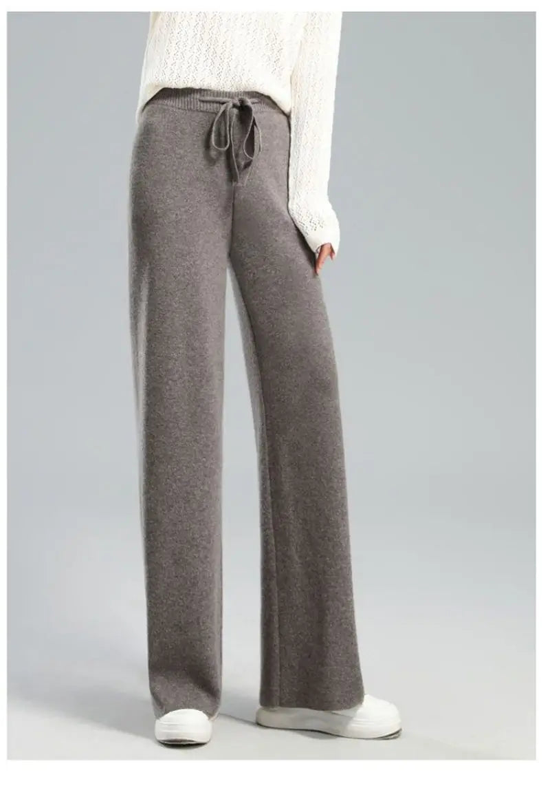 Thick Warm Knit High Waist Straight Women's Pants