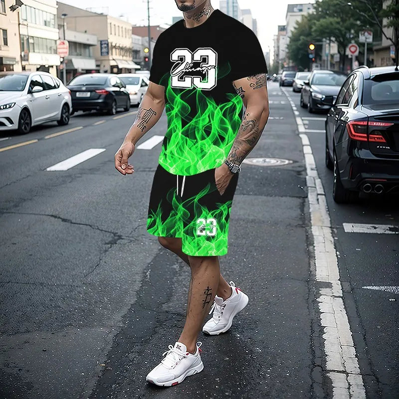 Men's Summer 2-Piece 3D Print T-Shirt