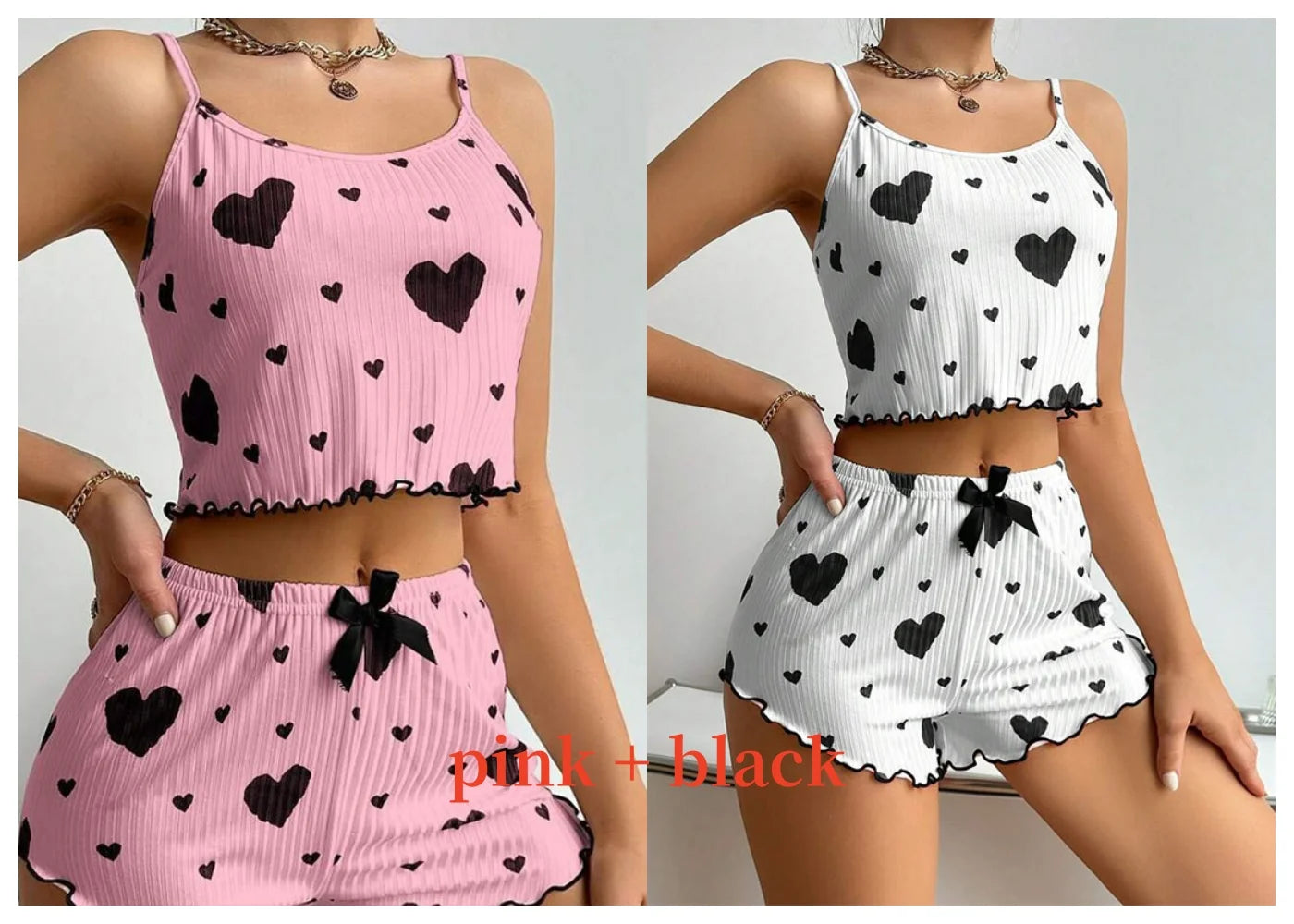 Women's 2PCS Pajamas Set – Soft Tank & Shorts, Love Print