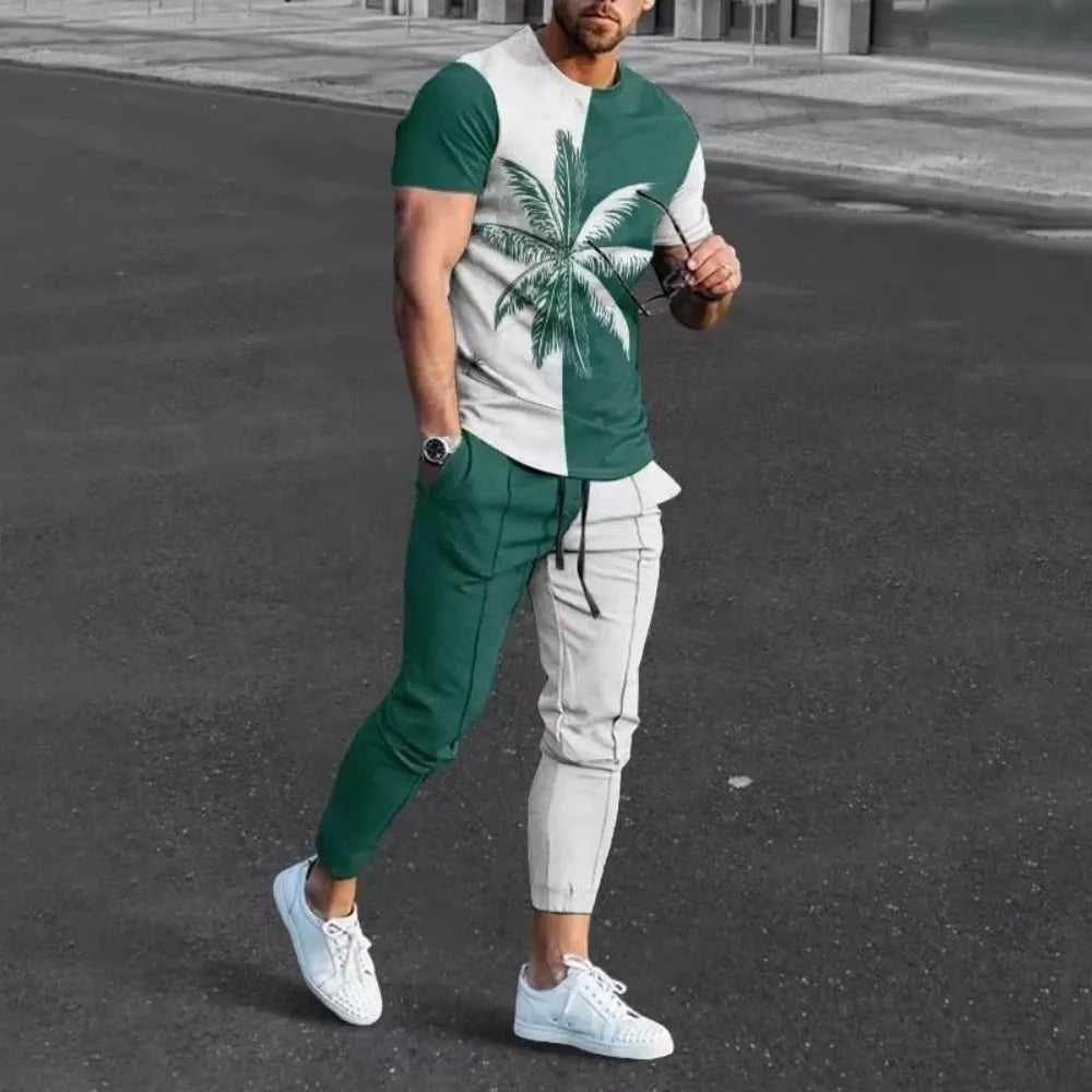 Men's 3D Print T-Shirt & Pants Set – Casual & Breathable