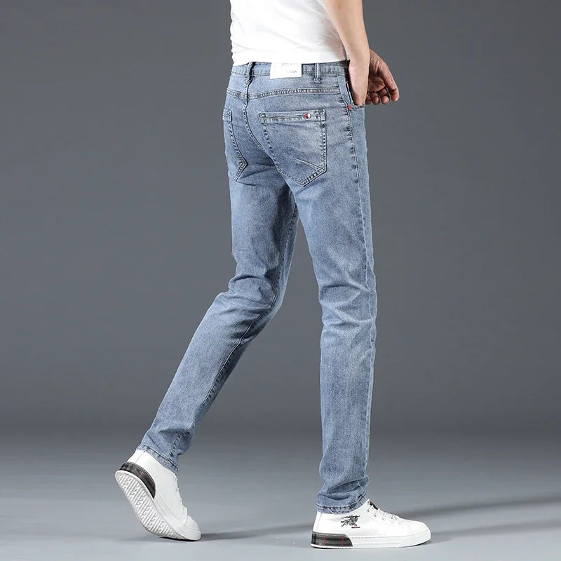 Men's Slim Stretch Denim Jeans – Blue/Grey