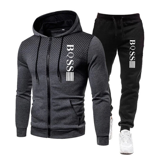 Men’s Printed Tracksuit – Hoodie & Jogger Pants, Casual Sports Set