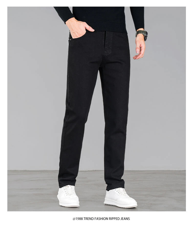 en’s winter fleece jeans, warm, loose straight fit casual and versatile