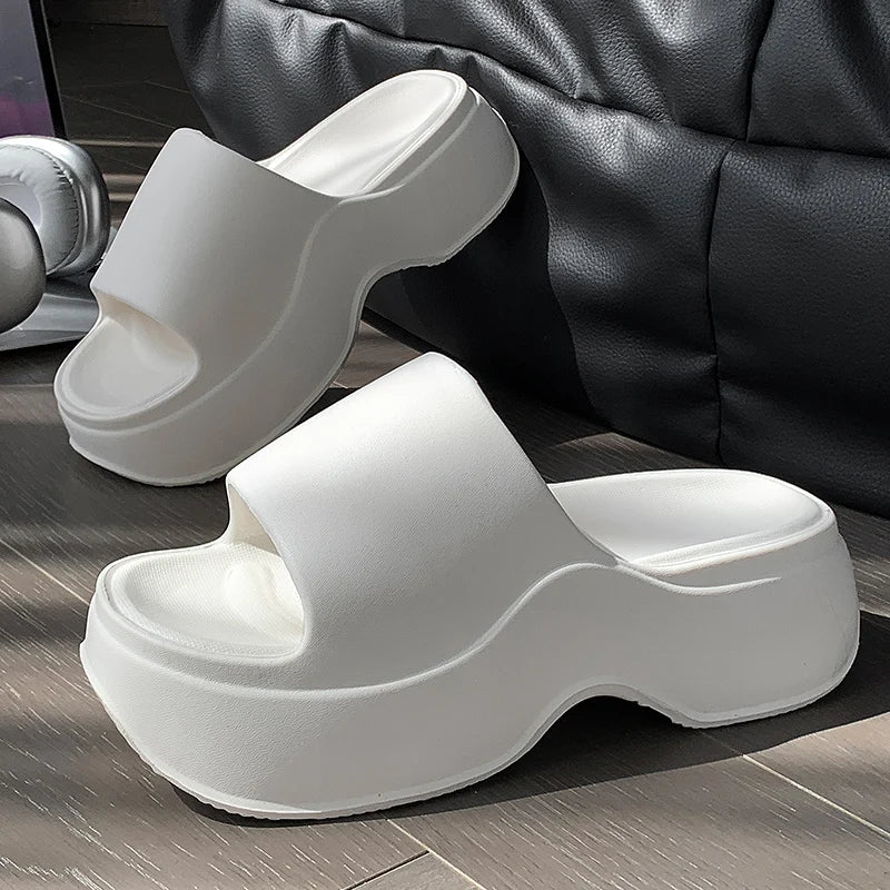 Women chunky platform summer slippers, non slip wedge sandals