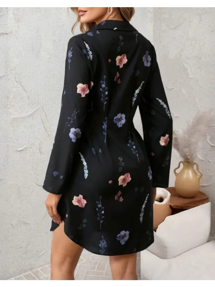Elegant floral long sleeve blouse women office fashion