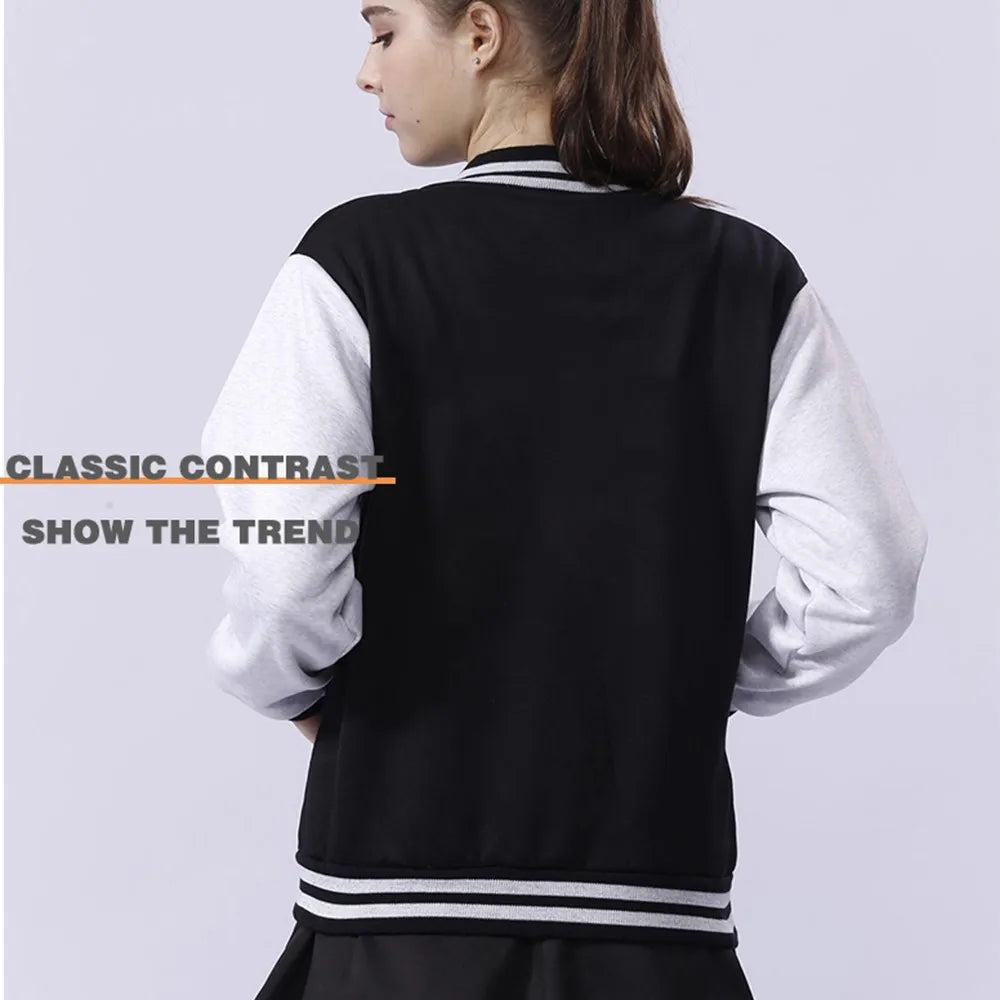 Women’s warm fleece jacket, New York print. Keywords: winter, casual, baseball style