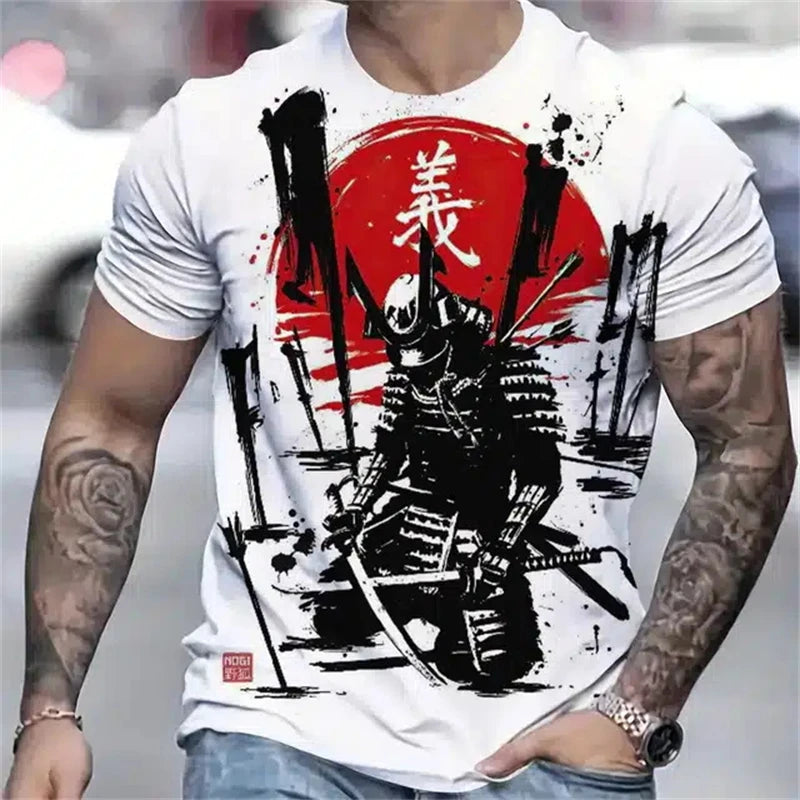 J3D Samurai Graphic Tee - Men’s Summer Street Harajuku T-Shirt