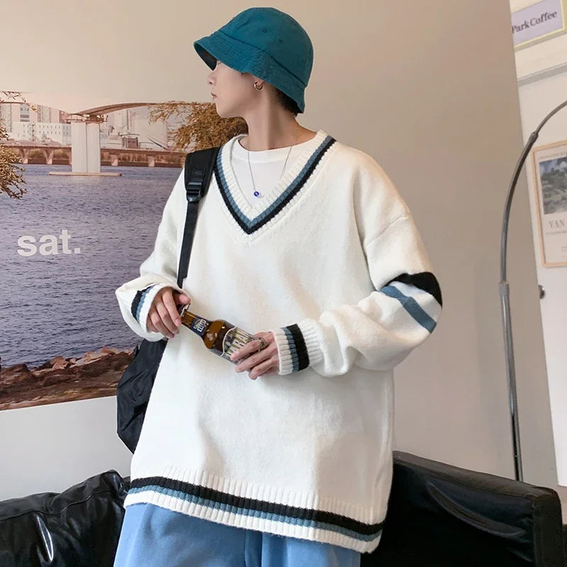 Men's, Korean V-neck Sweater Casual Autumn Winter Comfortable