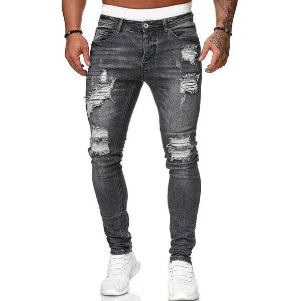 Men's Ripped Skinny Jeans – Stretch Hip Hop Denim