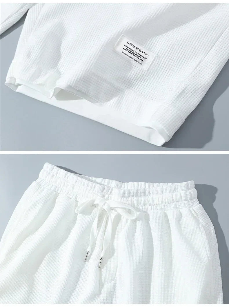 Men's Waffle 2PC Summer Tracksuit – T-Shirt & Shorts