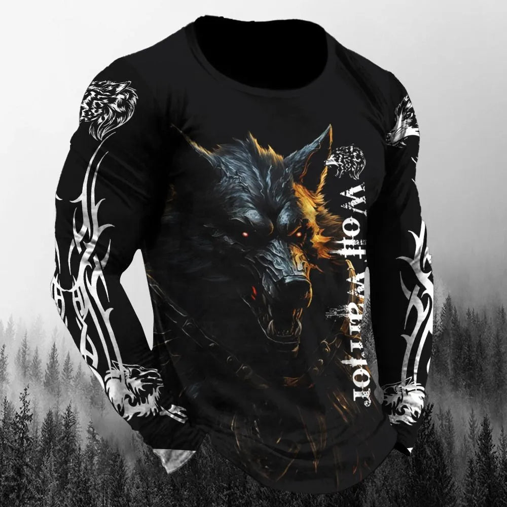 Men’s 3D Animal Wolf Shirt – Trendy Loose Casual Tee