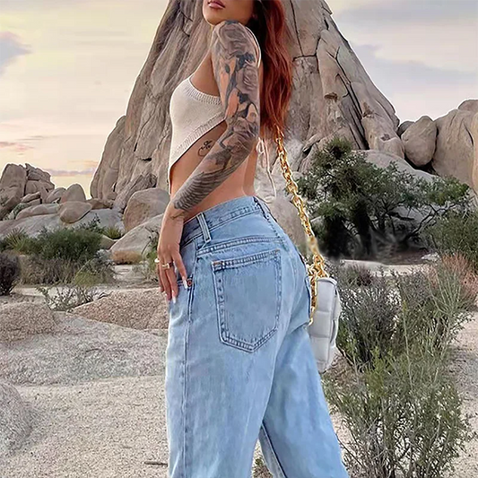 Women Punk Wide Leg Baggy Jeans – Loose Denim Pants
