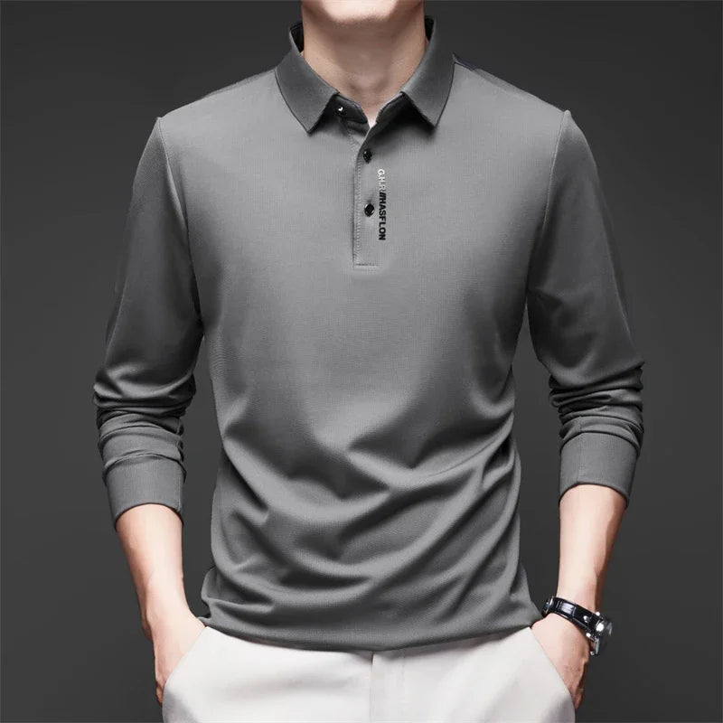 Men's Long Sleeve Polo Shirt Comfortable Fashionable Versatile