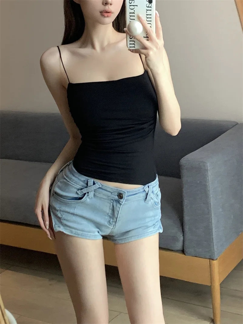 Women's Korean Summer Halter Tank Top with Built-In Bra