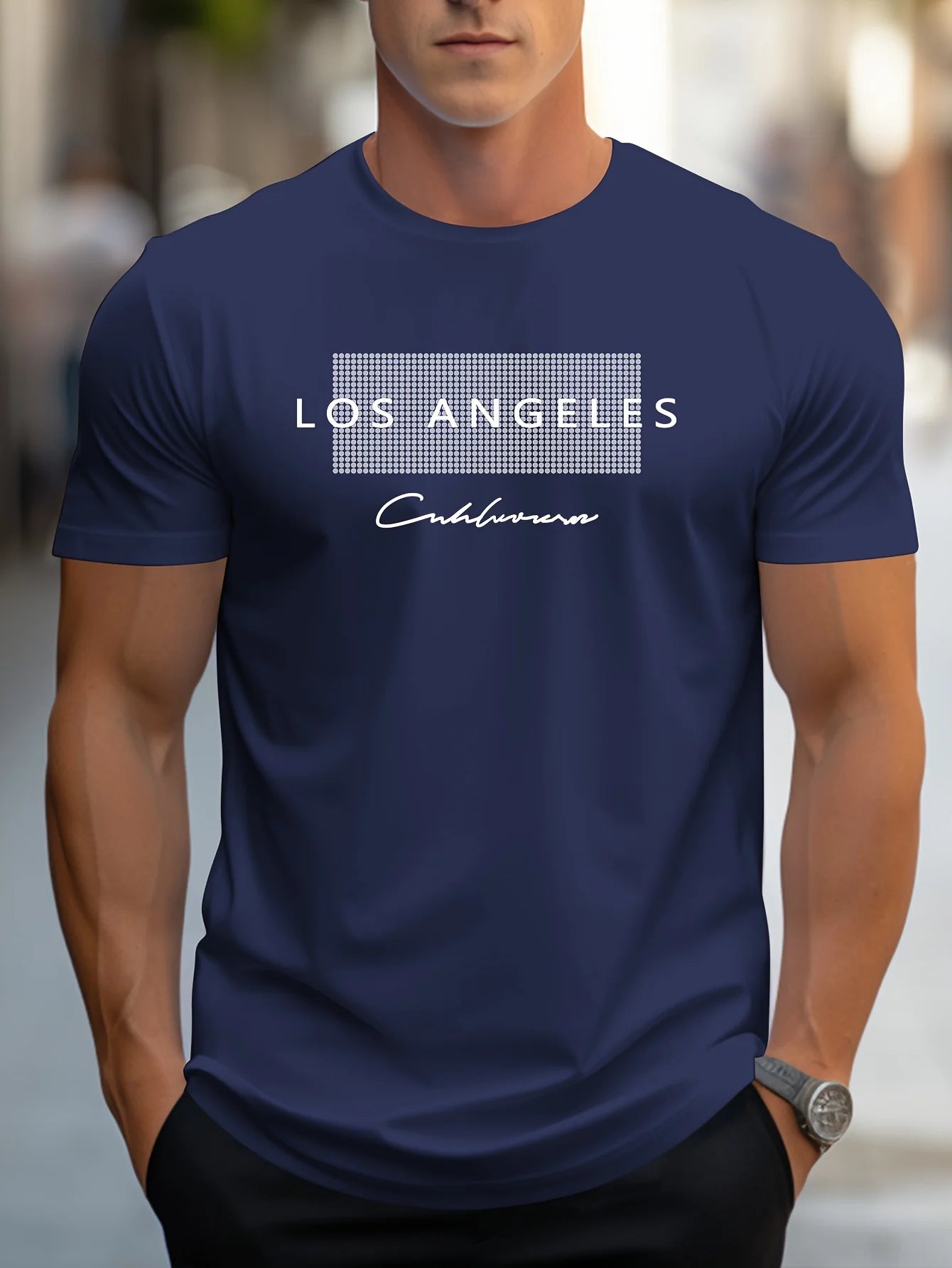 Men's Cotton LA Graphic T-Shirt – Summer Casual