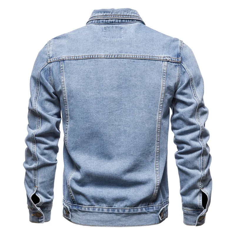 Men's Slim Fit Denim Jacket Vintage Motorcycle Casual Coat