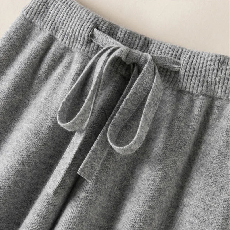 Thick Warm Knit High Waist Straight Women's Pants