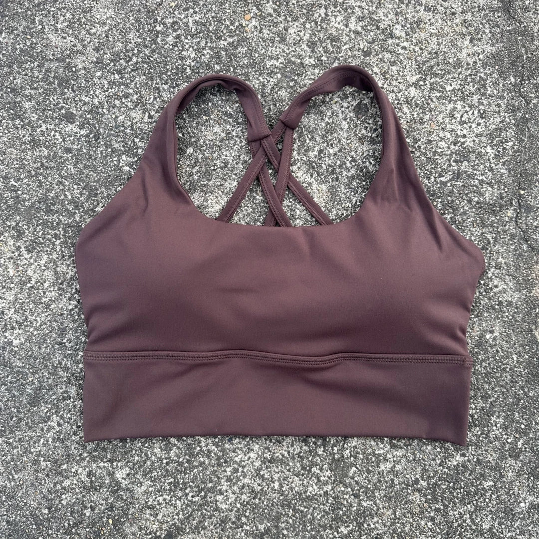 Soft solid yoga bra, shockproof, cross-back fitness top