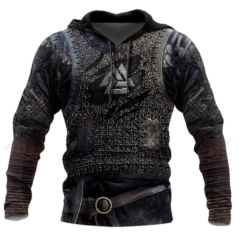 Men's 3D Wolf & Dragon Tattoo Hoodie  Retro Vintage Unisex Sweatshirt