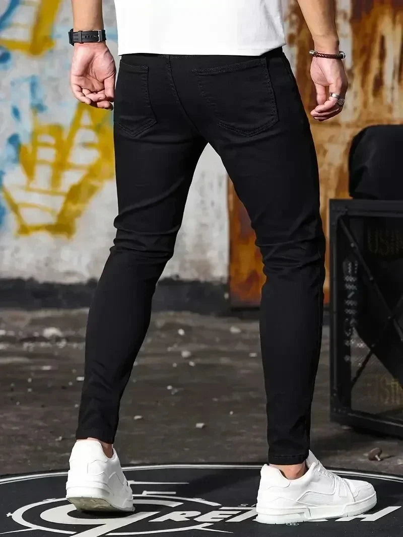 Men's Skinny Stretch Jeans – Black & Blue Street Style
