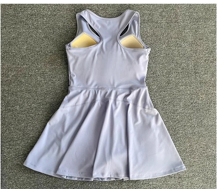 Tennis & Sports Zipper Fitness Dress – High Waist Slim Fit