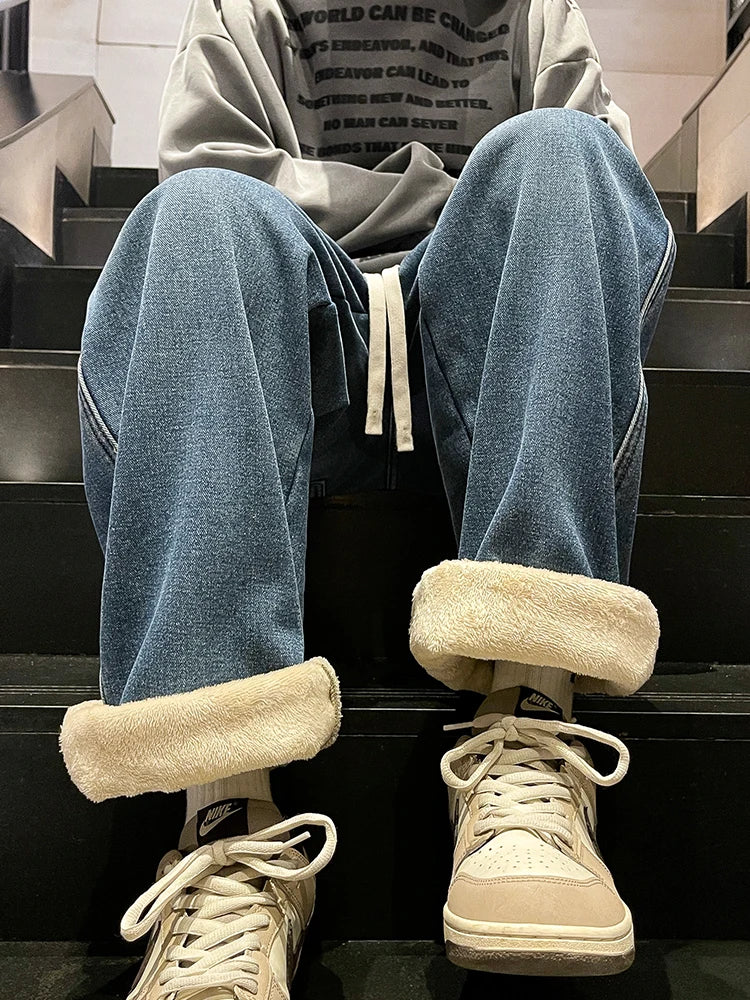 Winter Jeans, Korean Style, Fleece Lined, Warm Denim