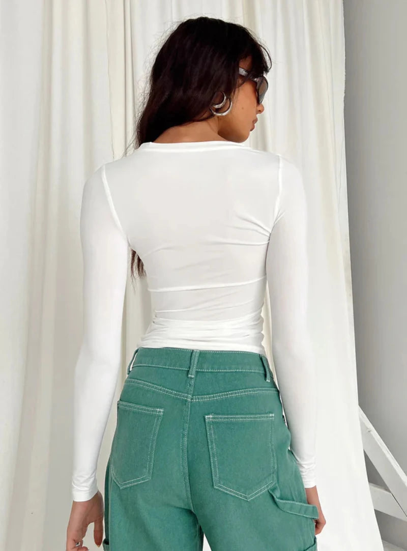 Slim Fit Women's Long Sleeve T-Shirt Y2K Streetwear