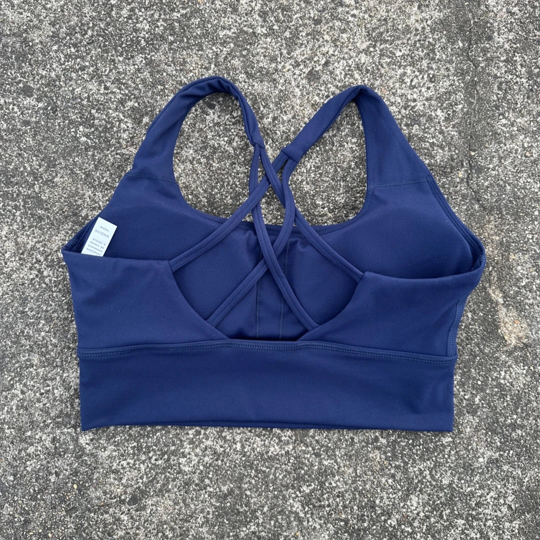 Soft solid yoga bra, shockproof, cross-back fitness top