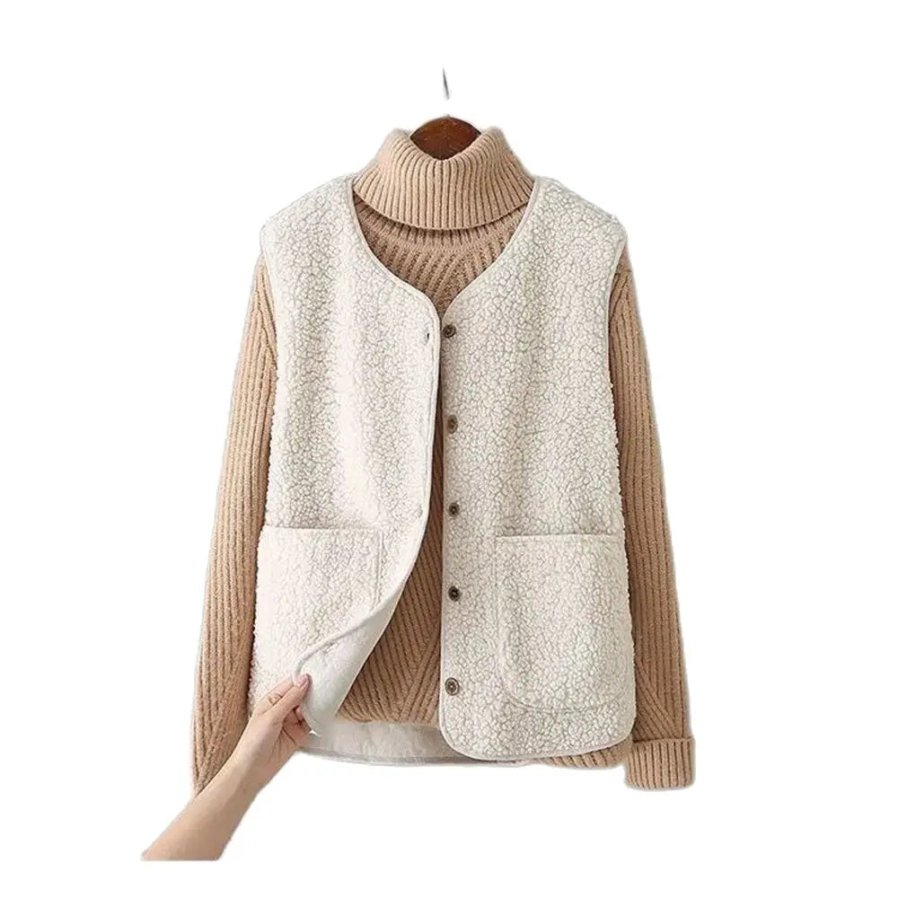 Women Wool Vest Warm Fleece Sleeveless Jacket Coat
