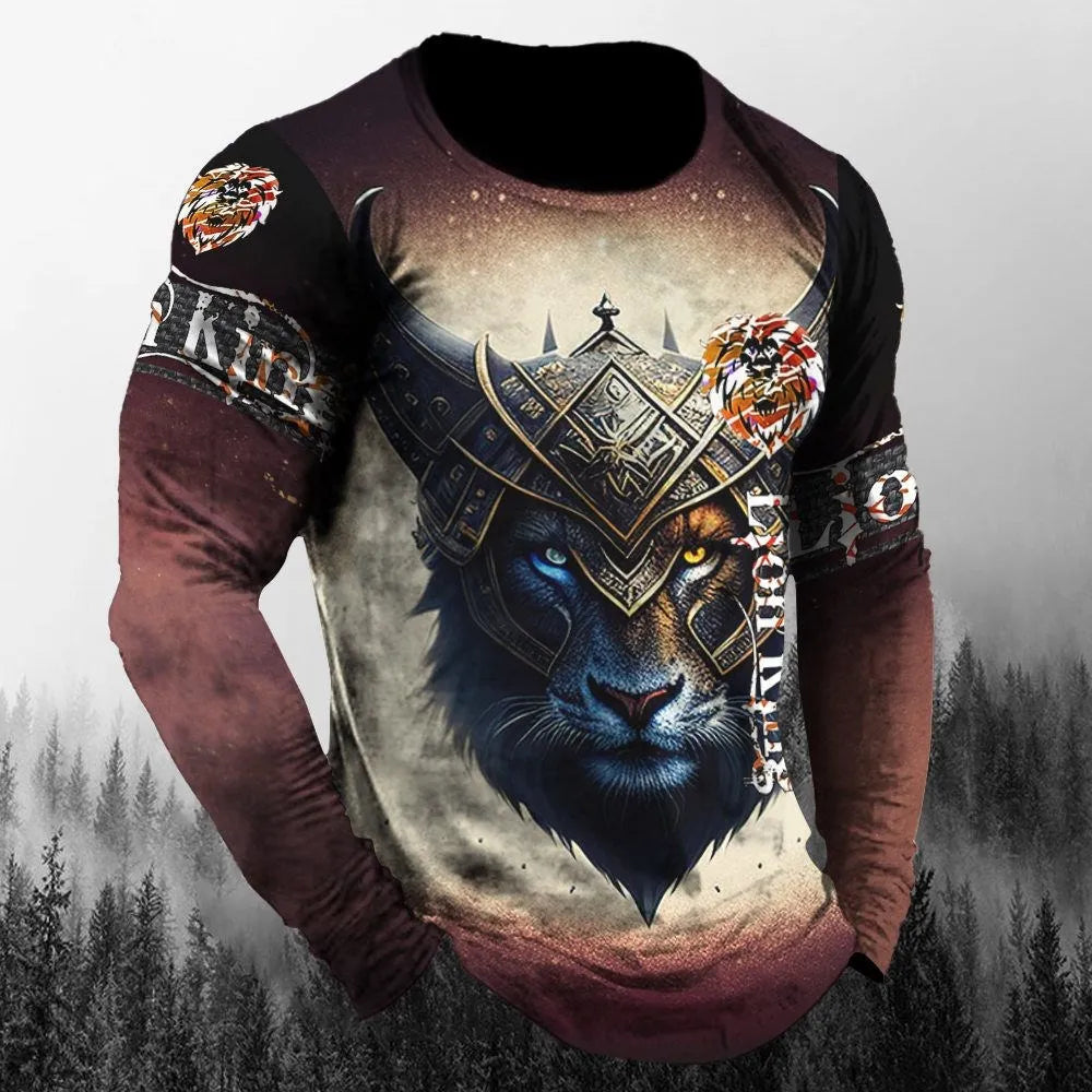 Men’s 3D Animal Wolf Shirt – Trendy Loose Casual Tee