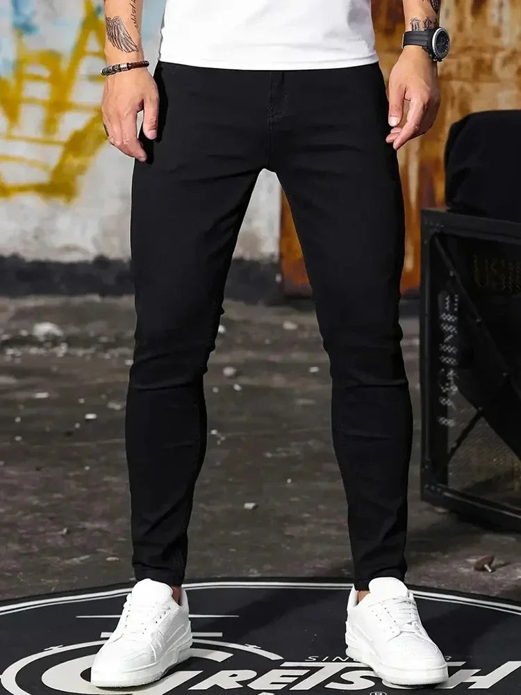 Men's Skinny Stretch Jeans – Black & Blue Street Style