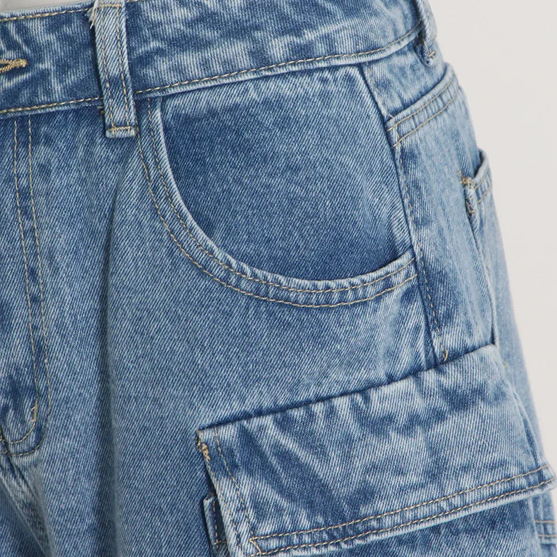 Trendy Women's High-Waist Denim | Street Multi-Pocket Jeans